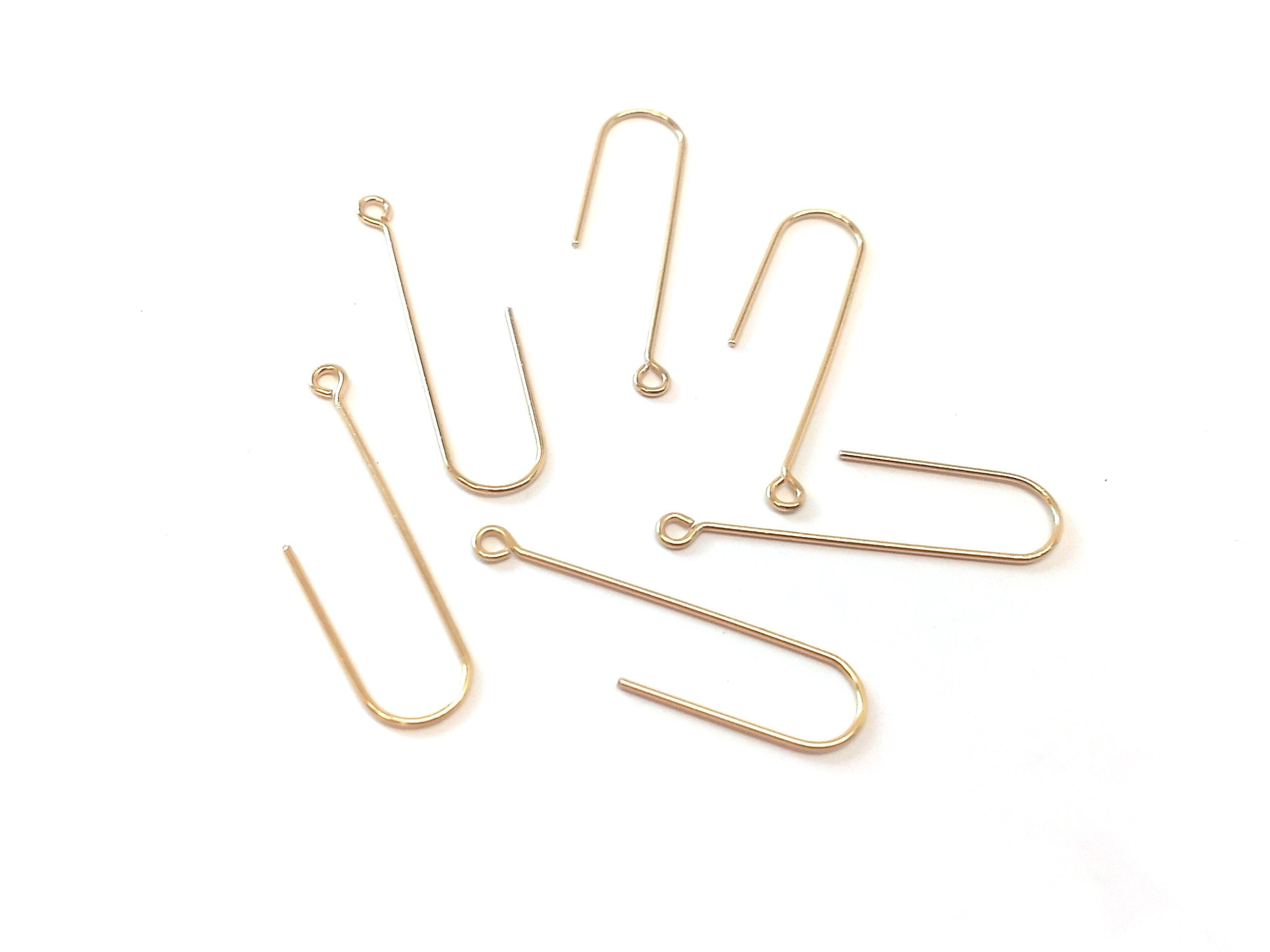 E616B - 50 pcs 304 Stainless Steel Earring Hooks - 37mm x 11mm - Hole: 1.7mm - Long Ear Wire Stick Bar - Gold - Parallel Loop