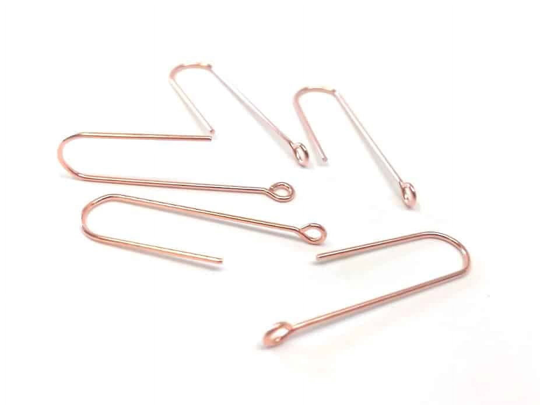 E620C - 100 pcs 304 Stainless Steel Earring Hooks - 31mm x 9mm - Hole: 1.7mm - Long Ear Wire Stick Bar - Rose Gold - Perpendicular Loop