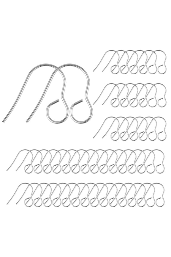 E633 - 100 pcs 316 Stainless Steel Earring Hooks with Loop Hole - 18mm x 15mm - Large Hole: 4.6mm - Silver