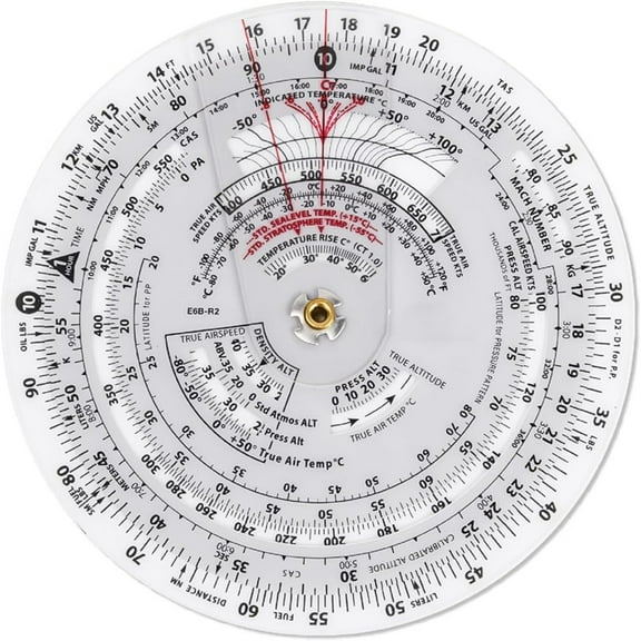 E6B-R2 4 Inch Diameter Circular Flight Computer, Flight Computer Calculator Standard Flight Training Student Use IFR VFR