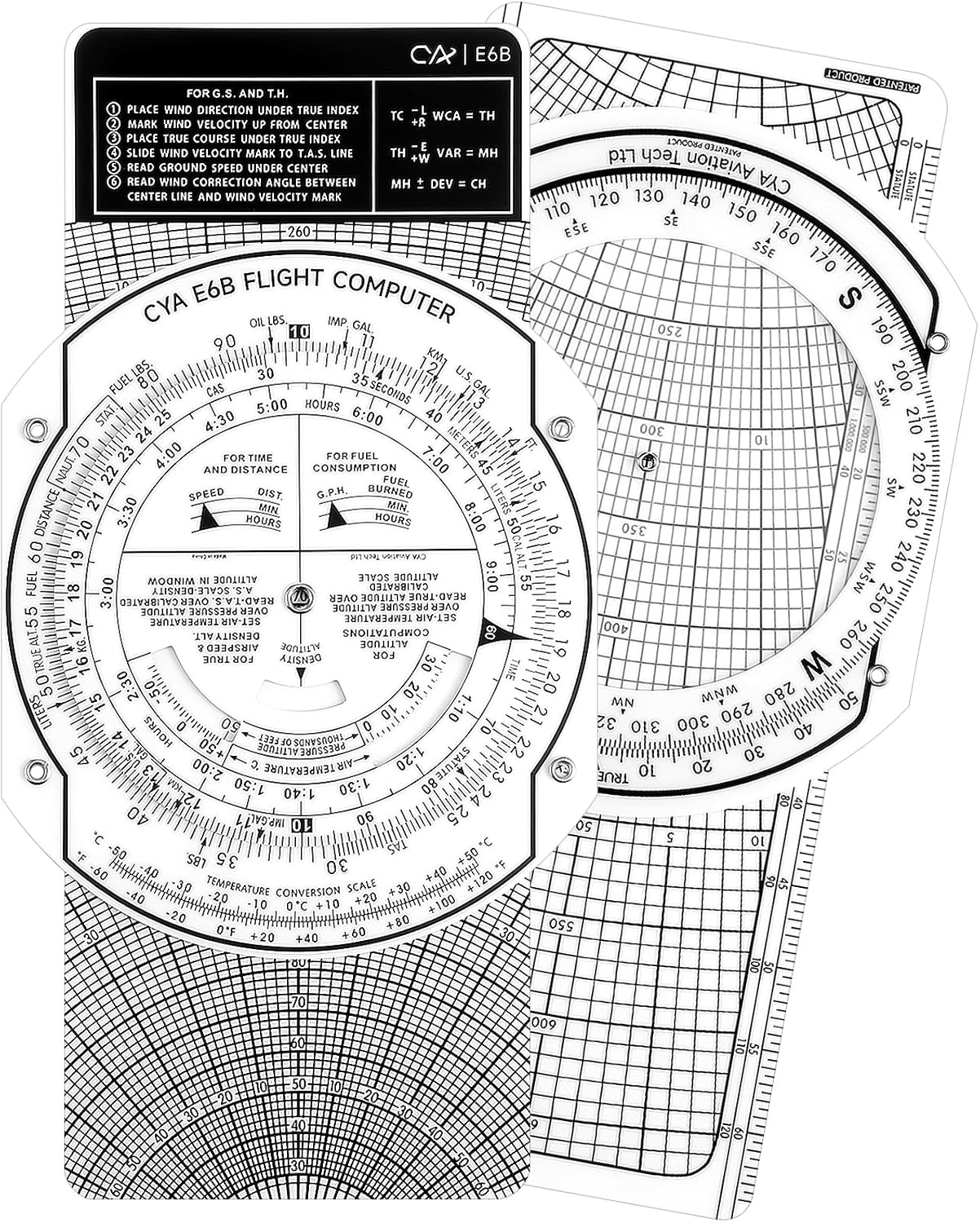 Plotter Flight Computer Aviation Kneeboard Aviation With E6B Flight Computer & Plotter ...
