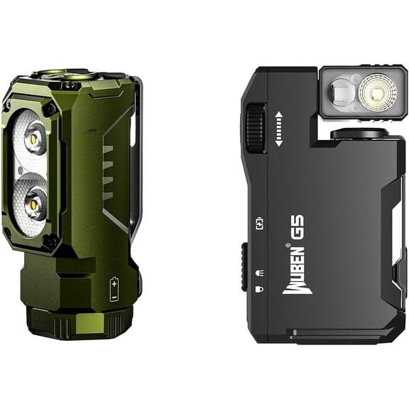 E7 1800 Lumen Mini Flashlight with Bundle G5 EDC Flashlight, 400 Lumens Dual Light Sources Mini Flashlight