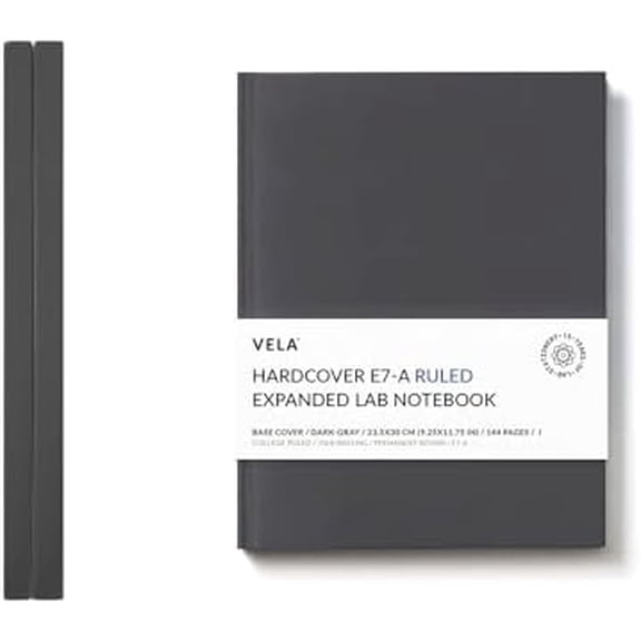 E7-A Expanded Hardcover Lab Notebook, 9.25 x 11.75 in (23.5 x 30 cm), 144 Pages, Permanent Bound, 70lb Heavyweight Paper (2-Pack, Ruled)$$Office