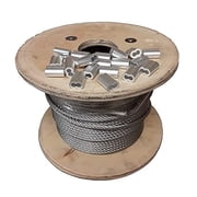 7x7 Galvanized Aircraft Cable Wire Rope, 3/32 in, 1000 ft Coil with 20 Aluminum Sleeves