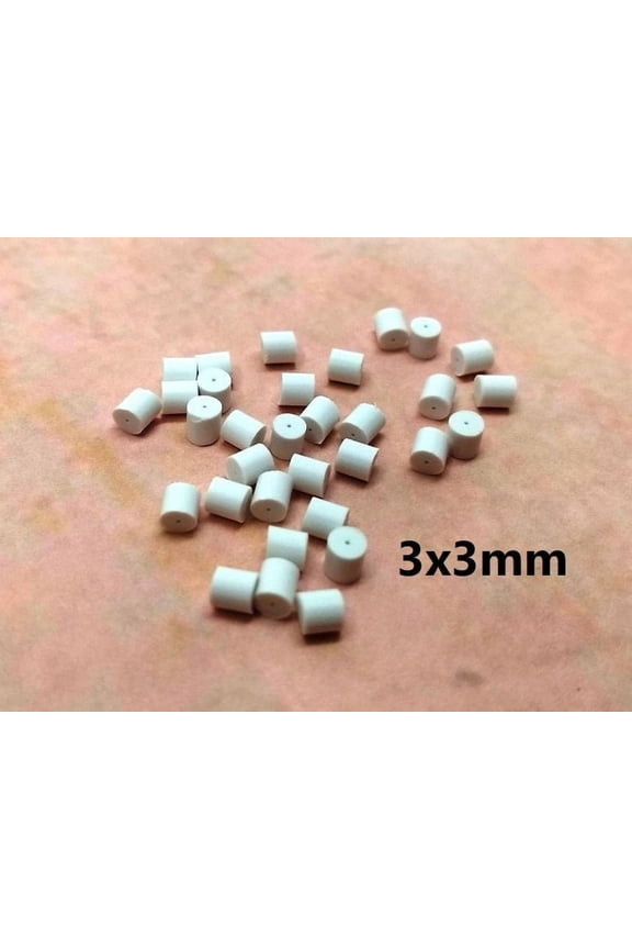 E732 - 100 pcs (50 Pairs) White Plastic Earring Clutch - 3mm x 3mm - Tube - Safety Sleeve - BeadSmith