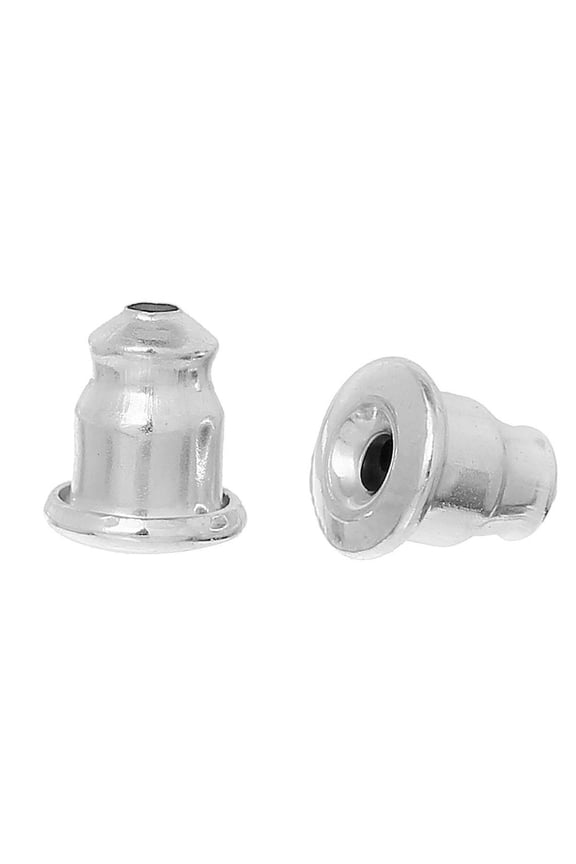 E775B - 1000 pcs (500 Pairs) Silver Plated Ear Nuts - 5.5mm x 5mm - Earring Stoppers! - Bullet Design - High Quality! Hole Size: 1mm