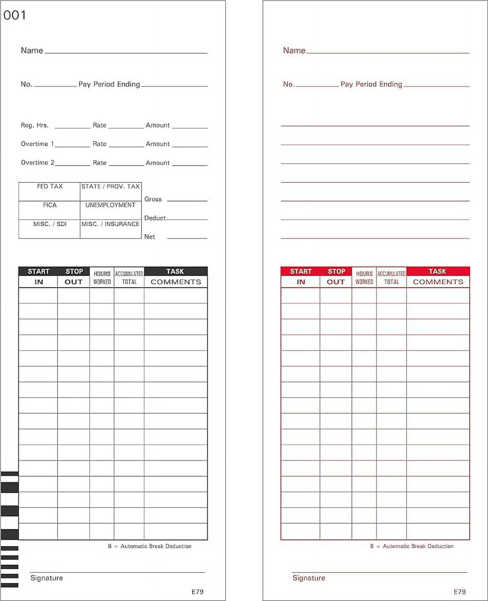 E79 Time Cards, 1000Count, Made In USA, For Lathem 7000E & 7500E Time