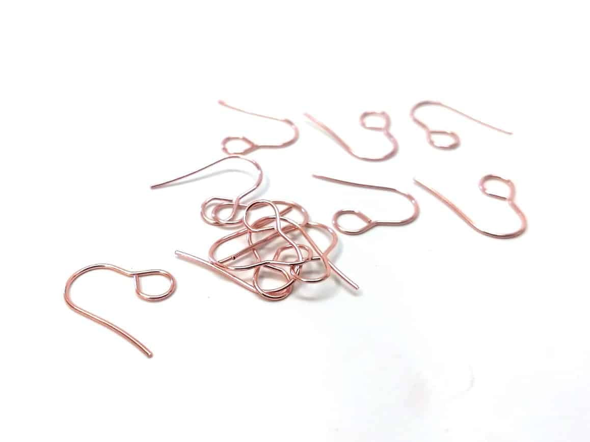 E819B - 500 pcs 304 Stainless Steel Earring Hooks with Loop Hole - 19mm x 14mm - Large Loop: 6mm - Rose Gold