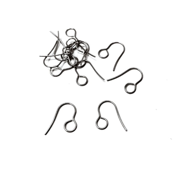 E847 - 50 pcs 304 Stainless Steel Earring Hooks with Loop Hole - 19mm x 14mm - Large Loop: 6mm - Gunmetal