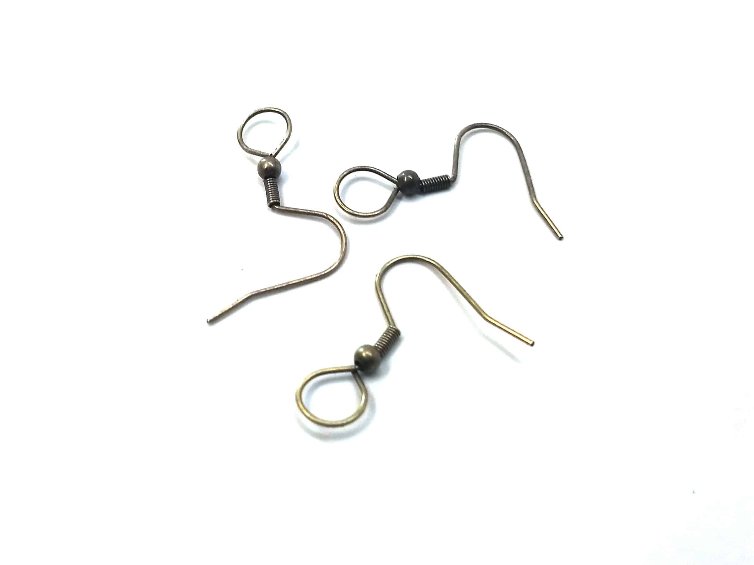 E848B - 1000 pcs Antique Bronze Earring Hooks with Spring and Ball - 25mm x 20mm - Parallel Loop - Large Loop: 7mm