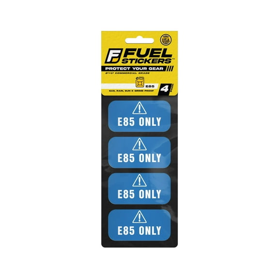 E85 Sticker - Flex Fuel Sticker | 2x1 | 4 Labels | USA Made