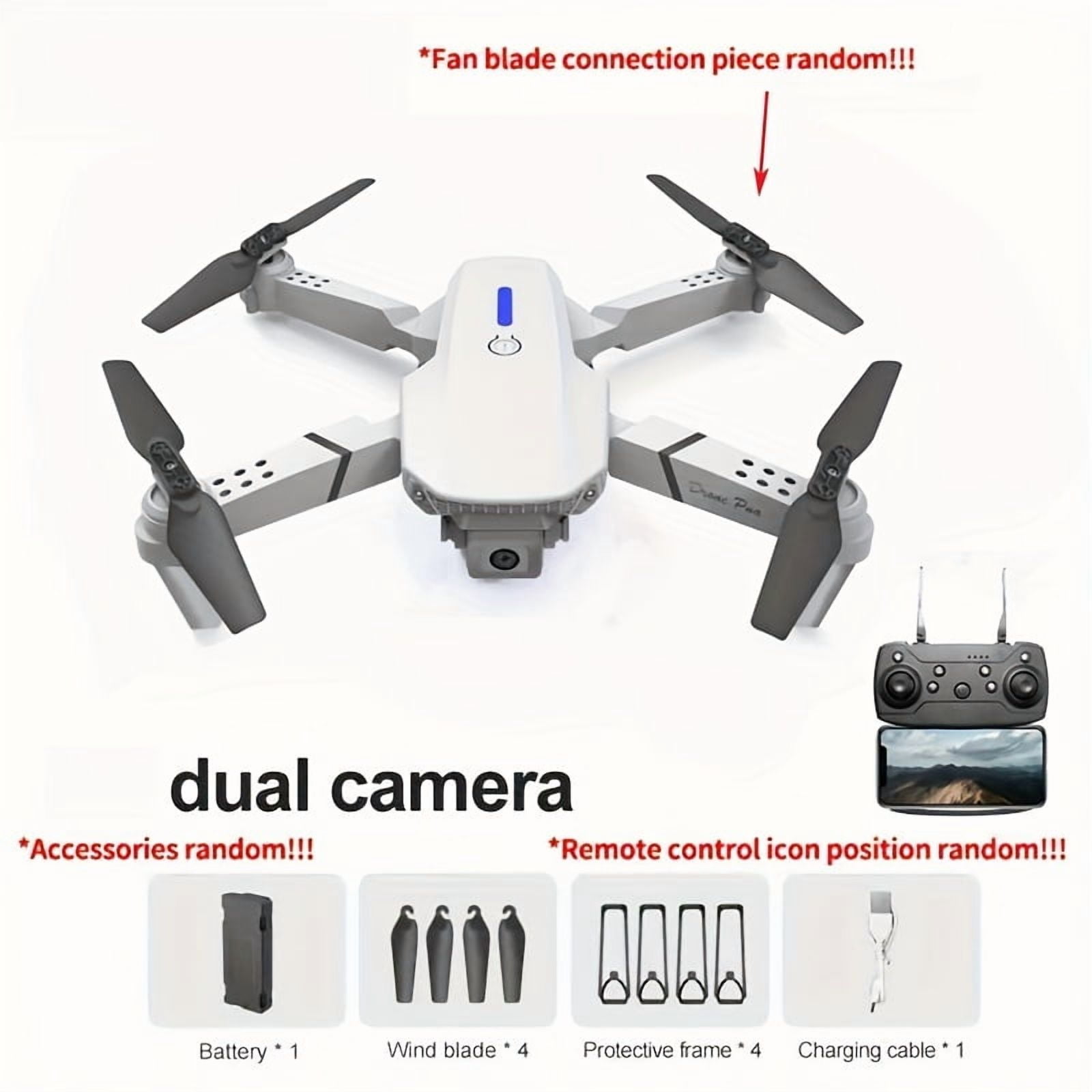 E88 Pro Drone With Wide-angle Camera, 90° Adjustable Angle Lens, One-key Takeoff And Landing, Four-axis Aircraft