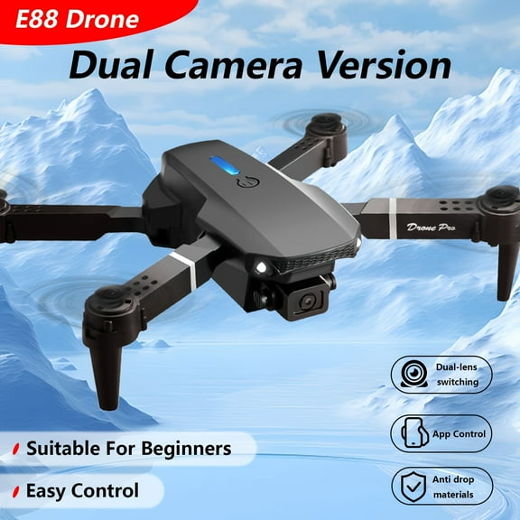 E88 Pro Dual Camera Drone, WiFi FPV Double Folding RC Quadcopter Altitude Hold, Remote Control Toy for Beginners, Ideal Men's Gift for Outdoor Fun, Great for Christmas, Halloween, and Thanksgiving