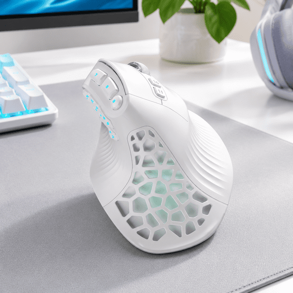 E9 Vertical Mmo Gaming Mouse 10 Sideons White