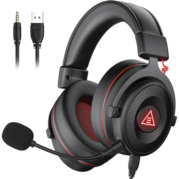 E900 Pro USB Gaming Headset for PC - Computer with Detachable Noise Cancelling Mic, 7.1 Surround Sound, 50MM Driver Headphones Microphone PS4/PS5, One, Laptop, Office