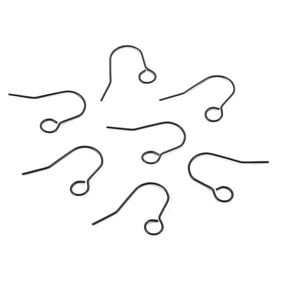 E934 - 50 pcs 304 Stainless Steel Earring Hooks with Loop Hole - 27mm x 20mm - Large Loop: 6mm - Black