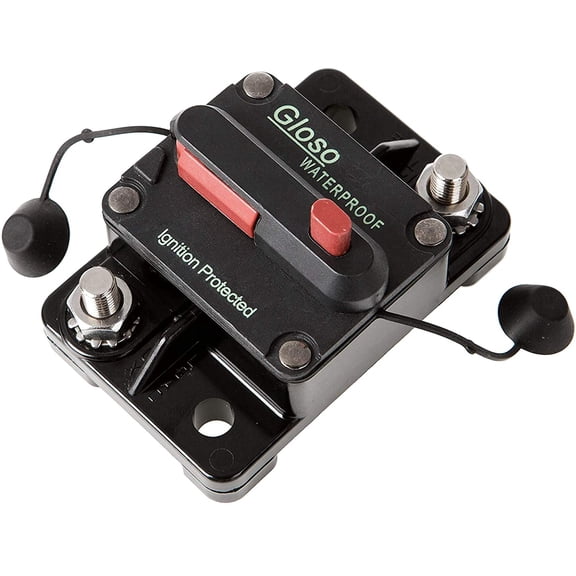 E99 100A GLOSO Breaker Standard Surface Mount 1/4" Diagonal Stud Waterproof IP67 Marine RV Truck Hi-Amp Circuit Breaker (100A)