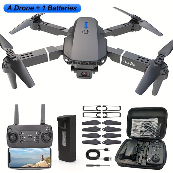 E99 Drone with Camera, Foldable Rc Drone with APP Control, Real-time Video Remote Control Quadcopter, Comes with 2 Batteries, Birthday Gift Indoor And Outdoor Drone Aircraft, Easter Gift