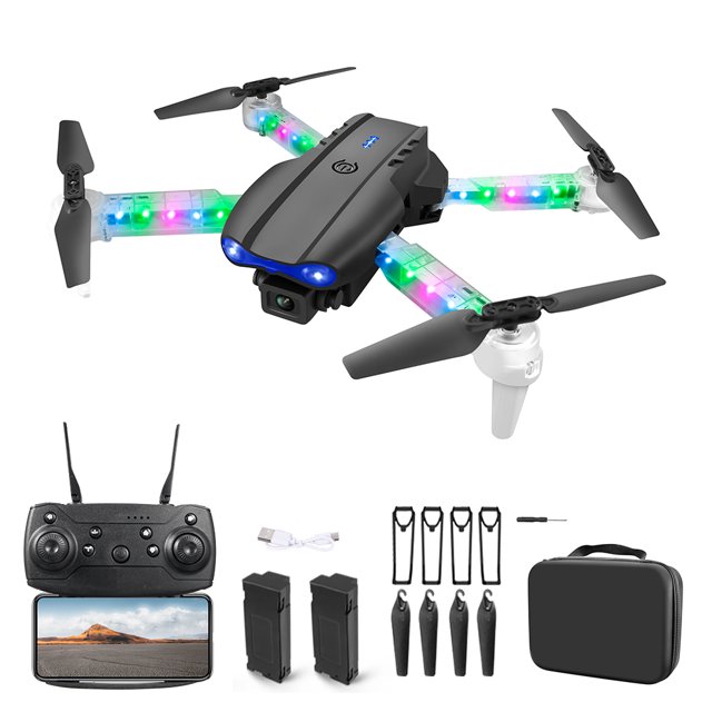 E99pro Drone With Camera & LED Light, HD Dual Camera FPV WiFi, Foldable
