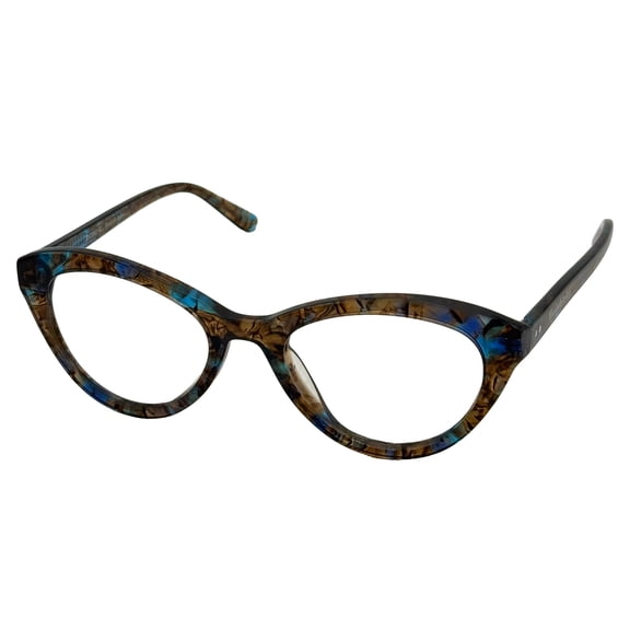Elizabeth Arden Womens Aqua Brown Cat Eye Plastic Eyewear Frame, 1252 #1 53mm