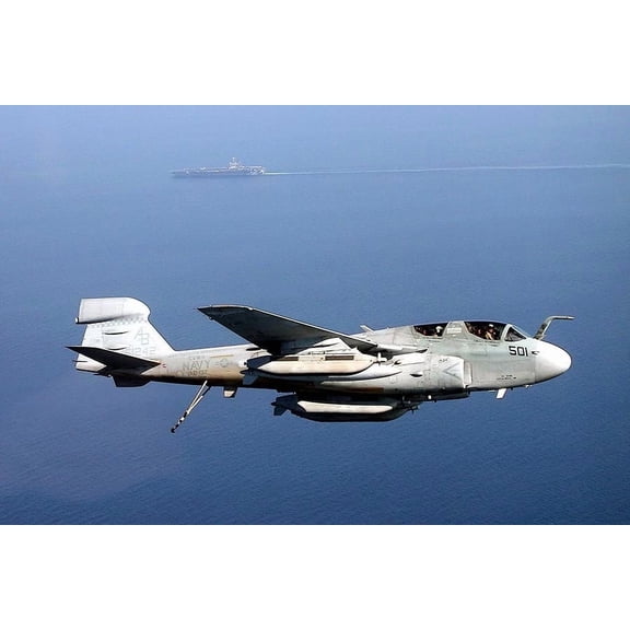 EA-6B Prowler & USS Theodore Roosevelt - 20x30 Inch Laminated Aviation Poster - Stunning Detail and Bold Colors
