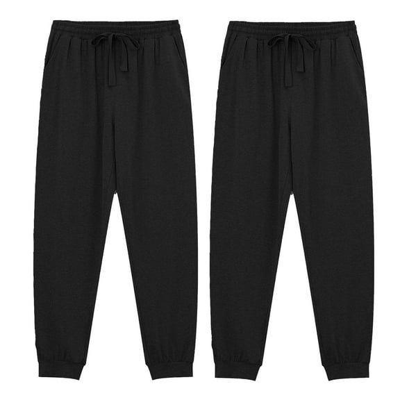 EA'S SECRET 100% Cotton Men's Pajama Pants Lounge Soft Sleep Pants for Men Sleepwear with Pockets Jogger Sleep Comfy Pj Pant(Black&Black,L)
