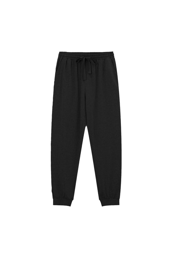 100% Cotton Men's Pajama Pants Lightweight Lounge Soft Sleep Pants for Men Sleepwear with Pockets Jogger Sleep Comfy Pj Pant(Black,L)