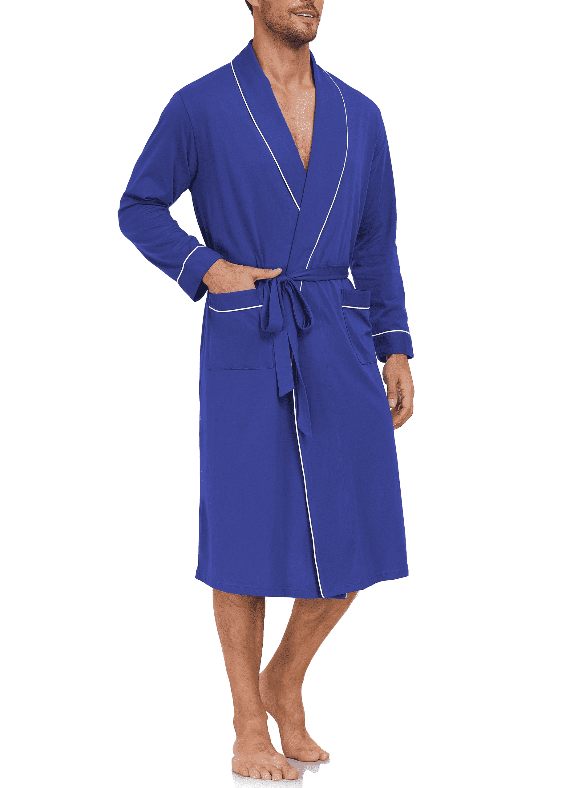EA'S SECRET 100% Cotton Mens Robe Lightweight Long Kimono Bathrobe with ...
