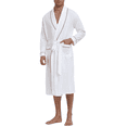 thumbnail image 1 of EA'S SECRET 100% Cotton Mens Robe Lightweight Long Kimono Bathrobe with Pockets Cozy Knit Spa Robes Breathable Shower Bath Robes(White,M), 1 of 8