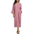 thumbnail image 1 of EA'S SECRET 100% Cotton Robe for Women Zipper Front Womens Robes Knee Length Kimono Bathrobe Summer Loungewear Lightweight Housecoat(Dusty Rose,L）, 1 of 6
