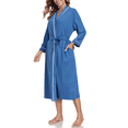 thumbnail image 1 of EA'S SECRET 100% Cotton Womens Robe Lightweight Long Kimono Bath Robe Soft Knit Spa Robes Ladies Loungewear with Pockets(Azure,S), 1 of 7