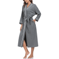 thumbnail image 1 of EA'S SECRET 100% Cotton Womens Robe Lightweight Long Kimono Bath Robe Soft Knit Spa Robes Ladies Loungewear with Pockets(Deep Gray,M), 1 of 9