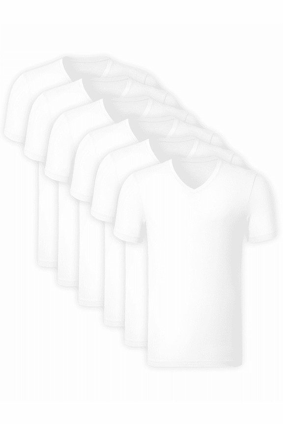 Men's Bamboo Rayon Undershirts Slim Fit Tees Men V Neck Stretchy T-Shirts Knit Summer 6 Pack(6W,2XL)