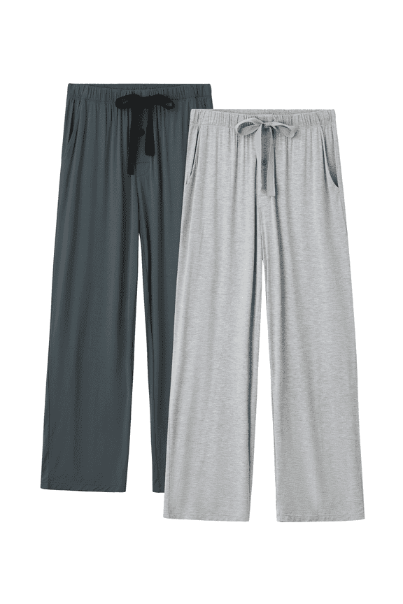 Men's Pajama Bamboo Rayon Pants Comfortable Long Pj Bottoms for Men Elastic Wide Waistband Sleep & Lounge Pants (DG, XL)