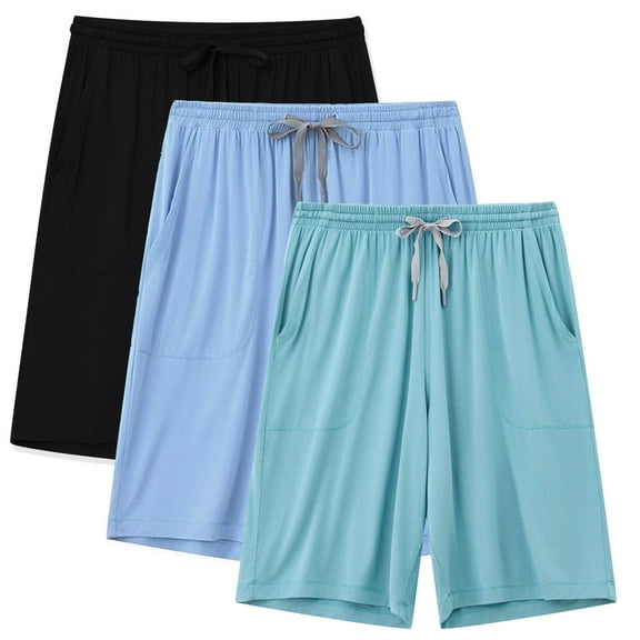 EA'S SECRET Men's Pajama bottoms Bamboo Rayon Sleep Shorts Soft Comfy Lounge Pants Sleeping Shorts for Men with Pockets 3 Pack(3D,M）