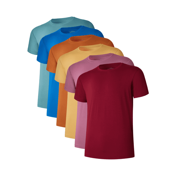 EA'S SECRET Men's Undershirts Bamboo Moisture-Wicking Crewneck T Shirts, Slim Fit Stretch Soft Tees for Men, 3 or 6 Pack(6A,M)