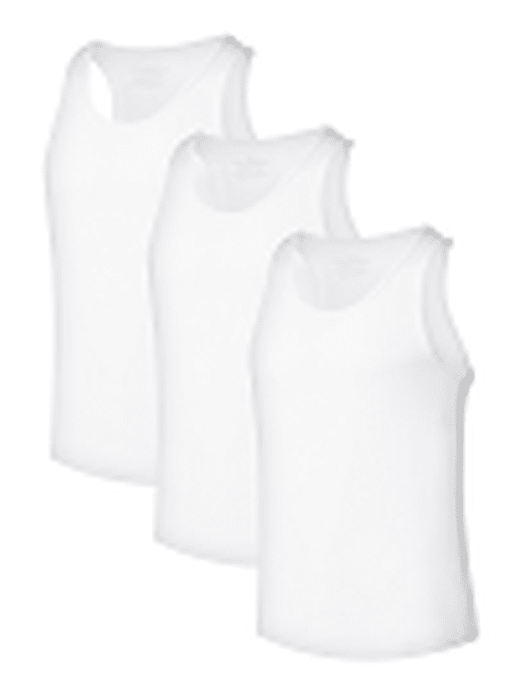 Men's Undershirts Sleeveless Bamboo Rayon Tank Shirts Stretchy Crew Neck Tank Tops for Men 3 Pack (3W,L)