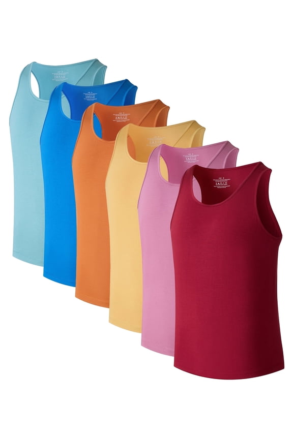 Men's Undershirts Sleeveless Bamboo Rayon Tank Shirts Stretchy Crew Neck Tank Tops for Men 6 Pack (6A,M)