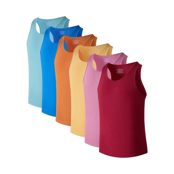 EA'S SECRET Men's Undershirts Sleeveless Bamboo Rayon Tank Shirts Stretchy Crew Neck Tank Tops for Men 6 Pack (6A,S)