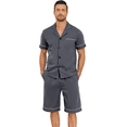 thumbnail image 1 of EA'S SECRET Mens Pajamas Set 100% Cotton Short Sleepwear Sets Classic Button Down Loungewear Summer Mens Pjs Sets With Pockets（Deep Grey，XL）, 1 of 7