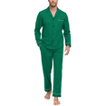 thumbnail image 1 of EA'S SECRET Mens Pajamas Set 100% Cotton Sleepwear Button Down Pajamas for Men Long Sleeve Lounge Pjs with Pockets & Fly(Green,S), 1 of 9