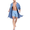 thumbnail image 1 of EA'S SECRET Mens Robes 100% Cotton Kimono House Coat Summer Zipper Short Bathrobes Soft Sleepwear with Pockets(Blue,L), 1 of 7