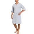 thumbnail image 1 of EA'S SECRET Mens Robes 100% Cotton Kimono House Coat Summer Zipper Short Bathrobes Soft Sleepwear with Pockets(Grey,L), 1 of 7