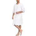 thumbnail image 1 of EA'S SECRET Mens Robes 100% Cotton Kimono House Coat Summer Zipper Short Bathrobes Soft Sleepwear with Pockets(White,L), 1 of 7