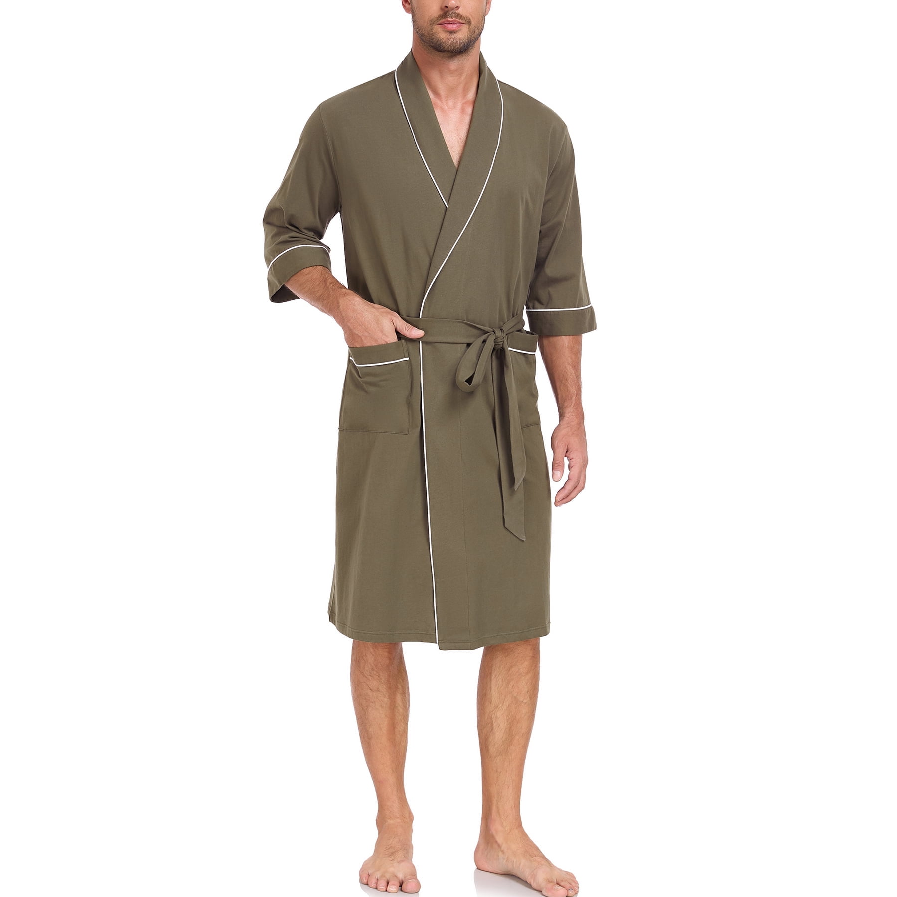 EA'S SECRET Mens Robes 100% Cotton Lightweight Kimono Bathrobe Soft ...
