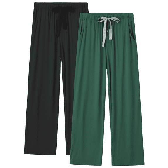EA'S SECRET Pajama Pants Men Lightweight Bamboo Rayon Long Pj Bottoms Elastic Waistband Two Side Pockets Lounge Pants Summer (BA, M)