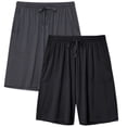 thumbnail image 1 of EA'S SECRET Men's Pajama Shorts for Men Bamboo Rayon Bottoms Soft Sleep Pants Lounge Sleepwear with Pockets 2 Pack(Black&Dark GrEy,XL）, 1 of 8