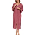 thumbnail image 1 of EA'S SECRET Women's 100% Cotton Robe Lightweight 3/4 Sleeve Zipper Robes Soft Knee Length Bathrobe Breathable Loungewear Housecoat(Purplish Red,XL）, 1 of 8