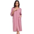 thumbnail image 1 of EA'S SECRET Women's Lightweight 100% Cotton Mid-Length Robe Zip Front Bathrobe 3/4 Sleeve Spa Kimono Robe Bridesmaid Bride Party Robes Sleepwear Bath Robes with Pockets(Dusty Rose,L), 1 of 9