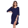 thumbnail image 1 of EA'S SECRET Women's Lightweight 100% Cotton Mid-Length Robe Zip Front Bathrobe 3/4 Sleeve Spa Kimono Robe Bridesmaid Bride Party Robes Sleepwear Bath Robes with Pockets(Navy Blue,S), 1 of 9